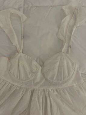 Women's White Ruffled Bustier Mini Dress